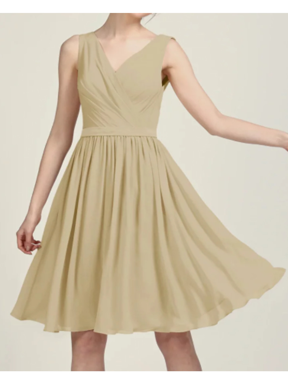 AW BRIDAL SZ 2 XS champagne Vivien chiffon bridesmaid formal dress NEW 0B1